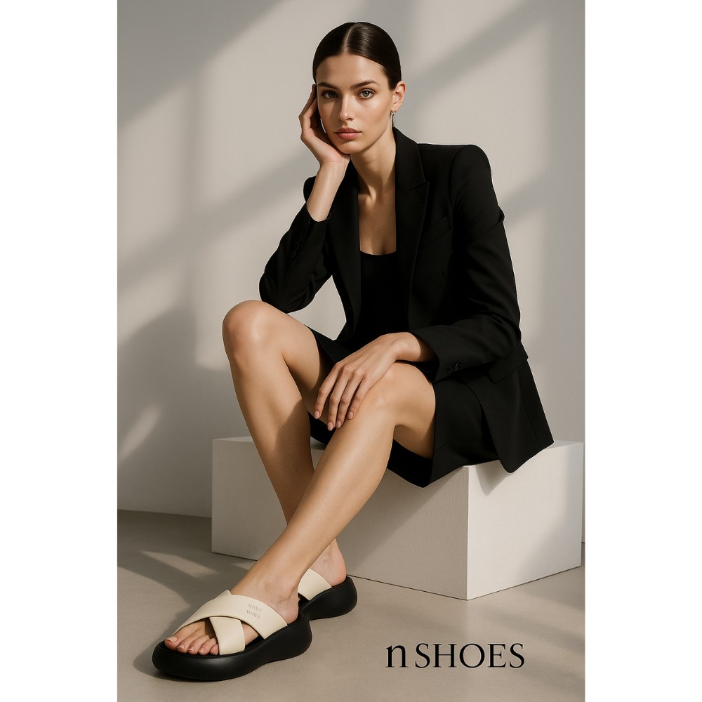 Женские модные молочные шлепанцы ALLSY модель 5890