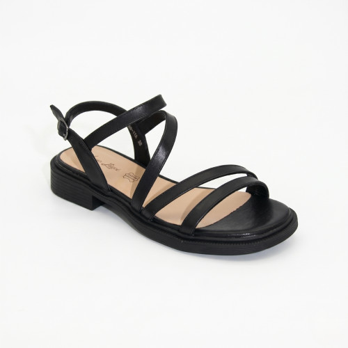 Women's stylish black leather platform sandals Lonza 207790 LX588-11B Lonza 198821 5893 made of genuine leather with straps