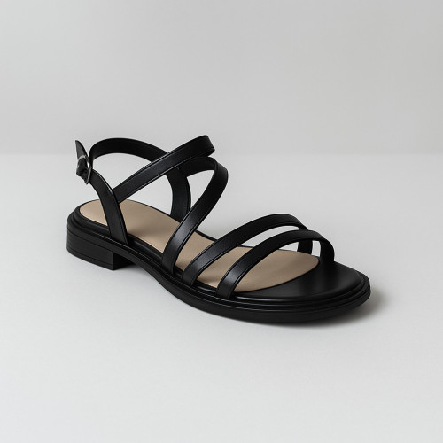 Women's stylish black leather platform sandals Anna Lucci 196400 LX588-11B Lonza 198821 5893 made of genuine leather with straps Women's stylish black leather platform sandals Anna Lucci 196400 LX588-11B Lonza 198821 5893 made of genuine leather with straps