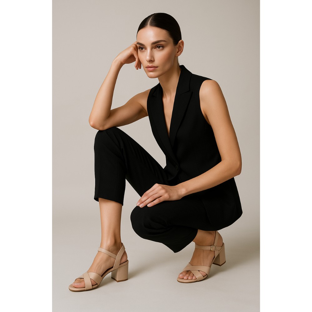 Жіночі бежеві босоніжки на підборах RYLKO Arina (Польща) модель 5897