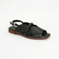 Женские модные черные босоножки Lonza 211998 199973 2506 5897 black из натуральной кожи с ремешком произведены в Турции