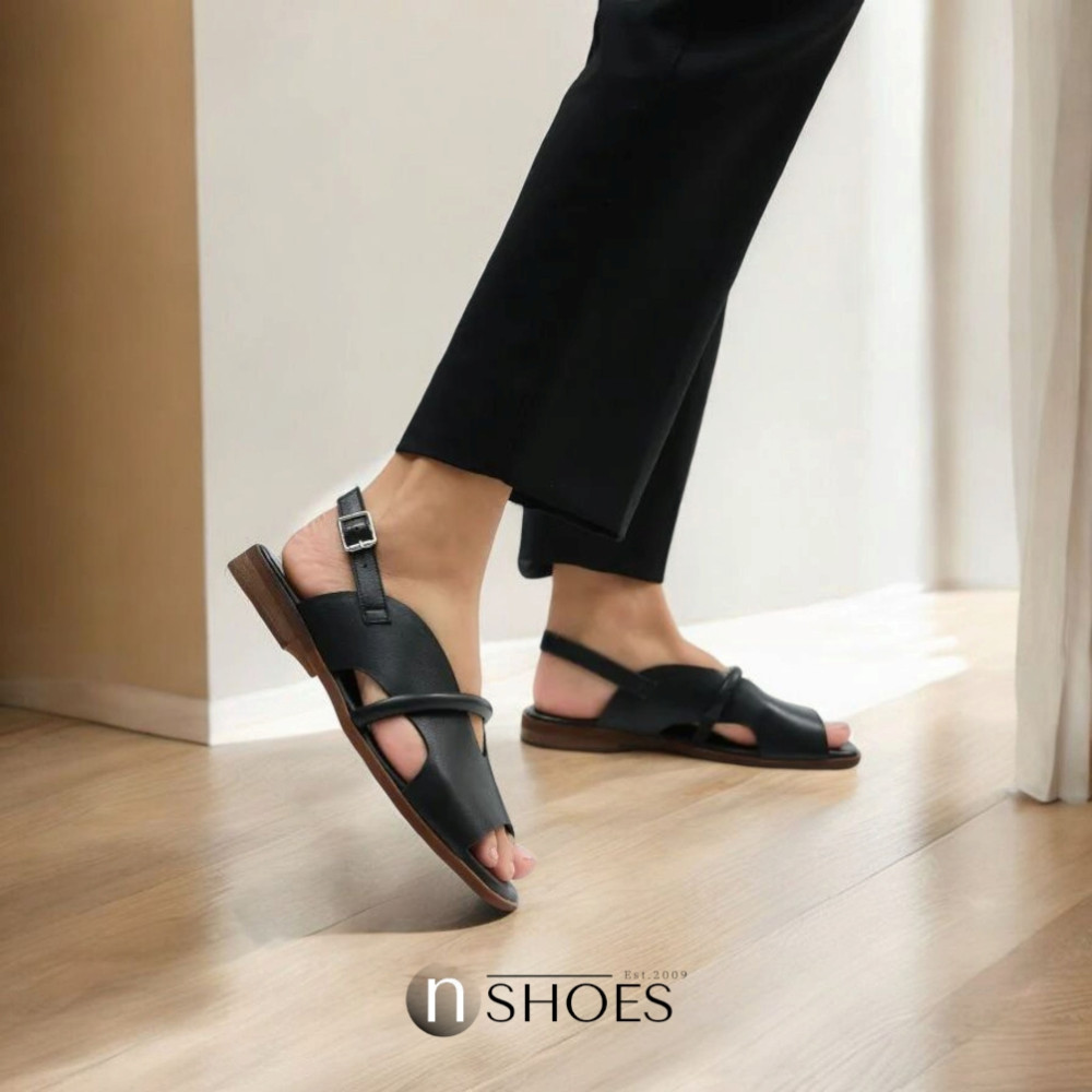 Women’s leather sandals Lonza 199973 2506 Bergen Black 5897