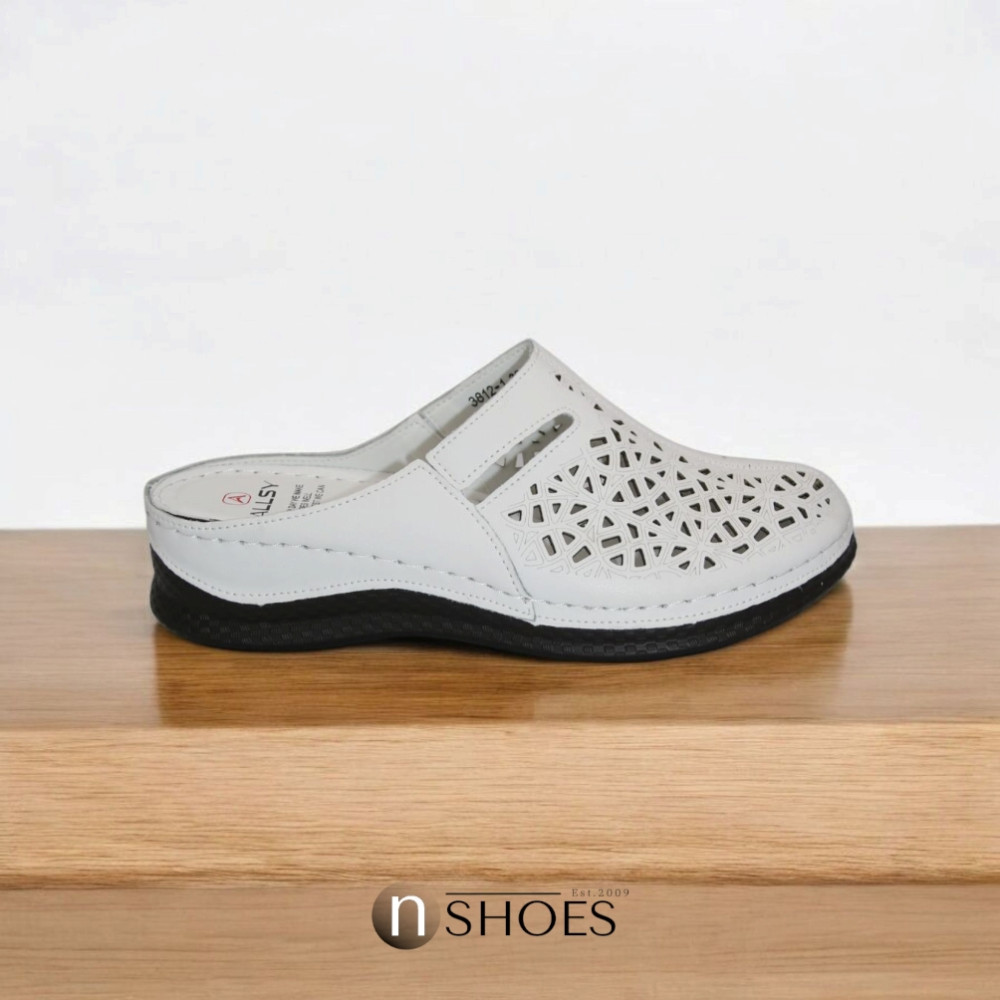 Женские кожаные шлёпанцы с закрытым носком ALLSY 195155 модель 5918