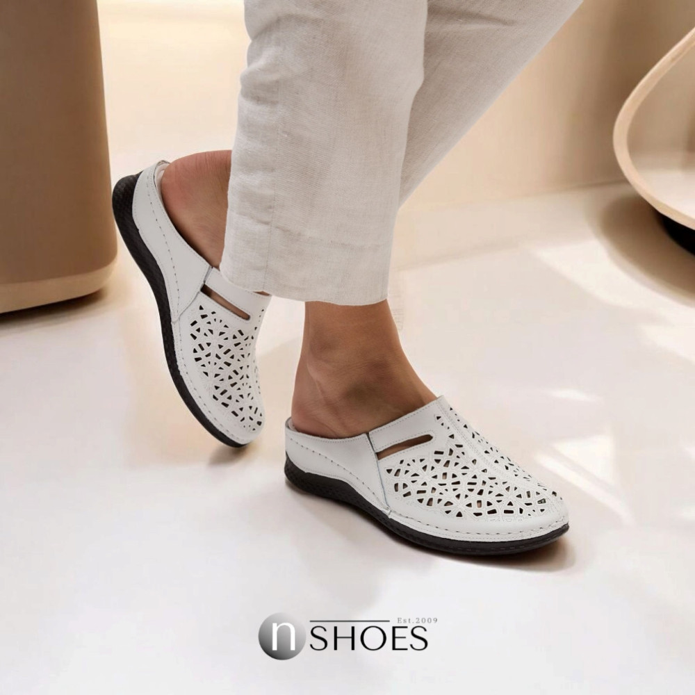 Женские кожаные шлёпанцы с закрытым носком ALLSY 195155 модель 5918