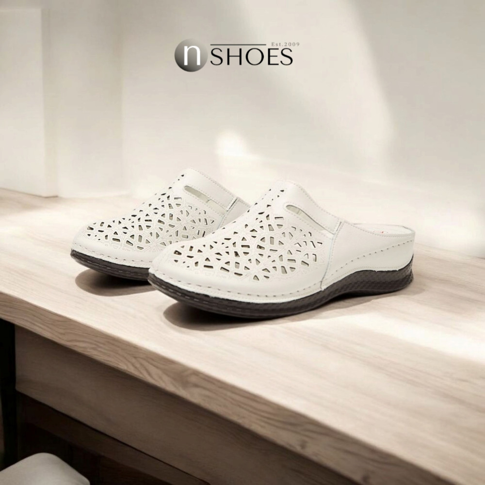 Женские кожаные шлёпанцы с закрытым носком ALLSY 195155 модель 5918