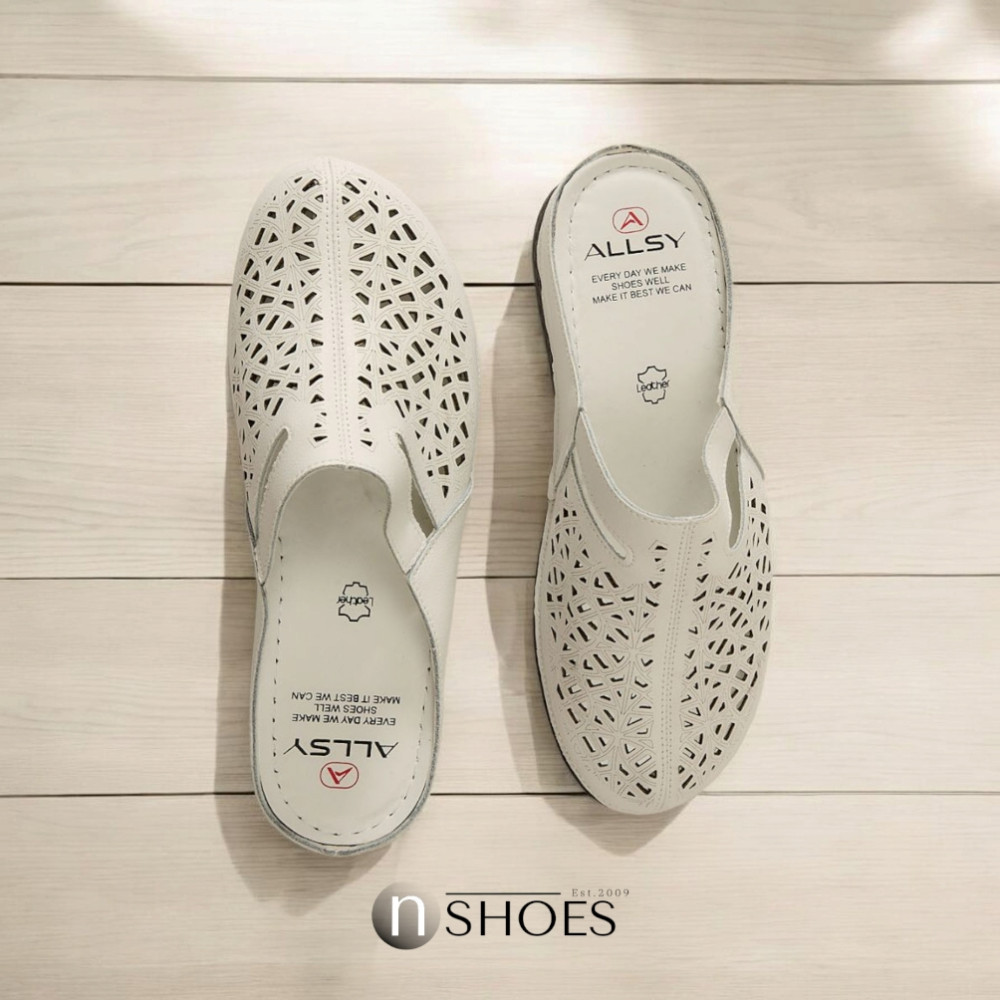 Женские кожаные шлёпанцы с закрытым носком ALLSY 195155 модель 5918