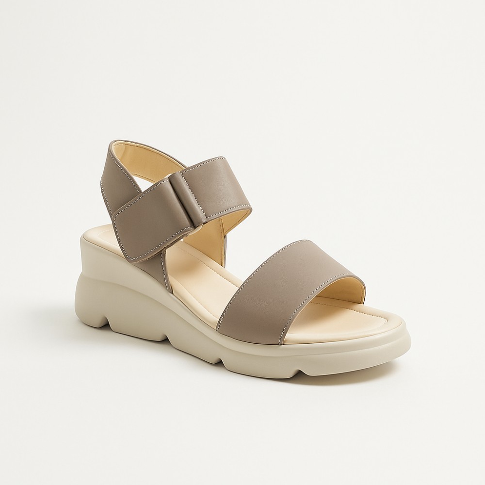 Жіночі бежеві шкіряні босоніжки Simen (Польща) модель 5919