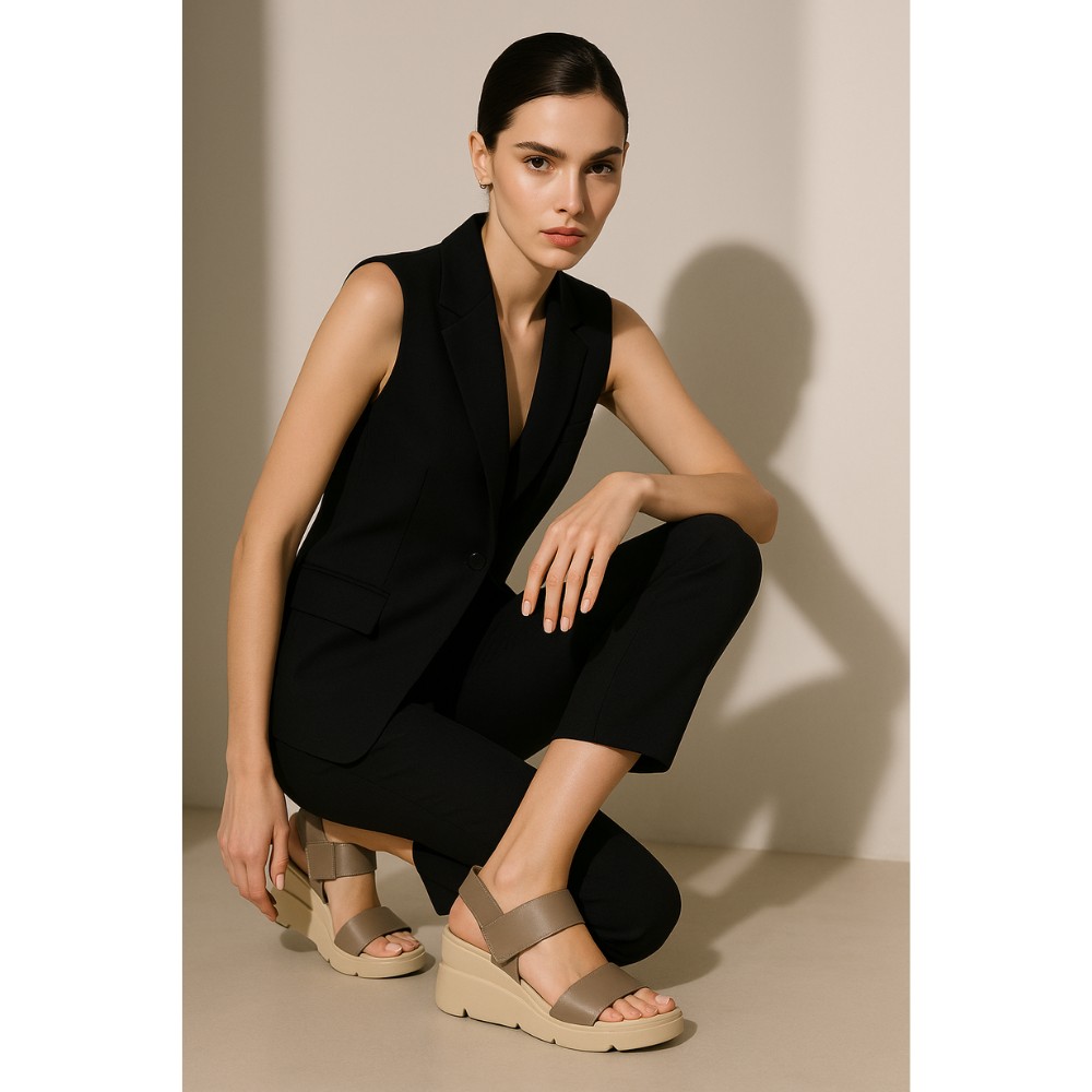 Жіночі бежеві шкіряні босоніжки Simen (Польща) модель 5919