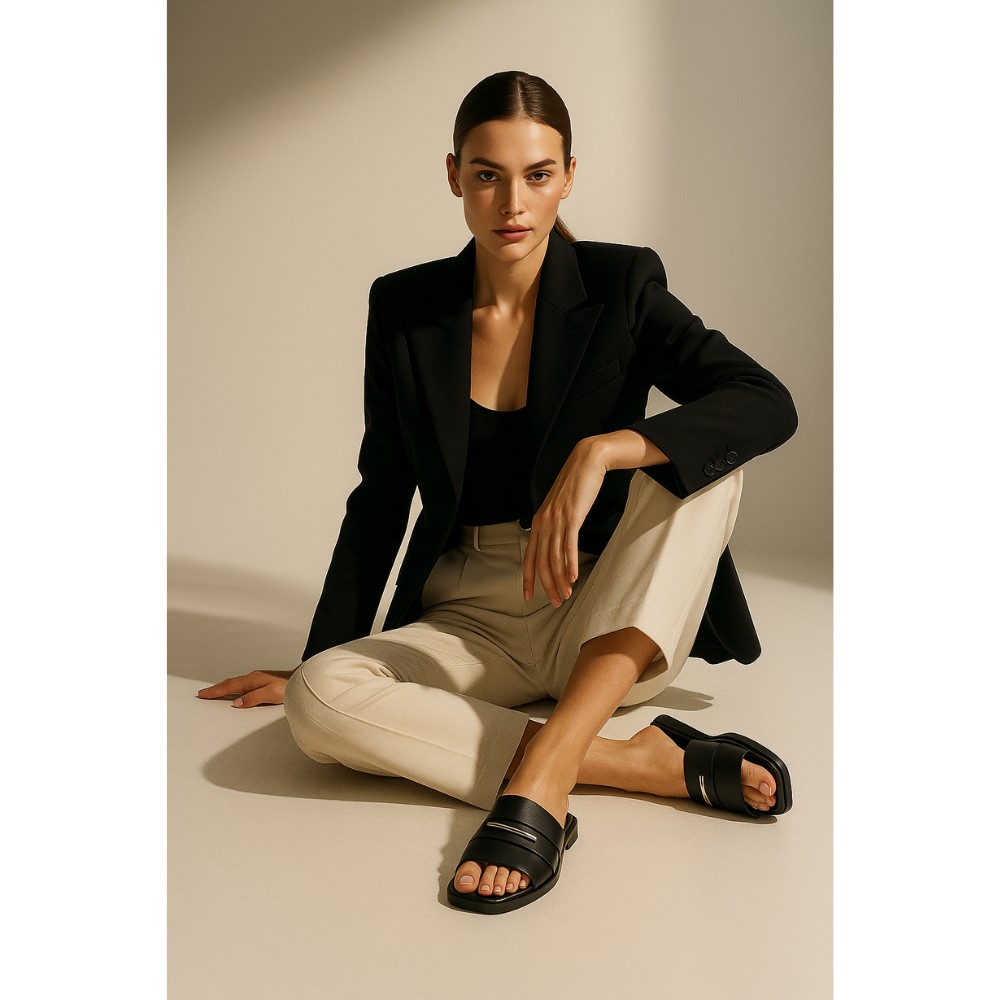 Жіночі чорні комфортні ляпанці La Rifellini (Туреччина) модель 5923