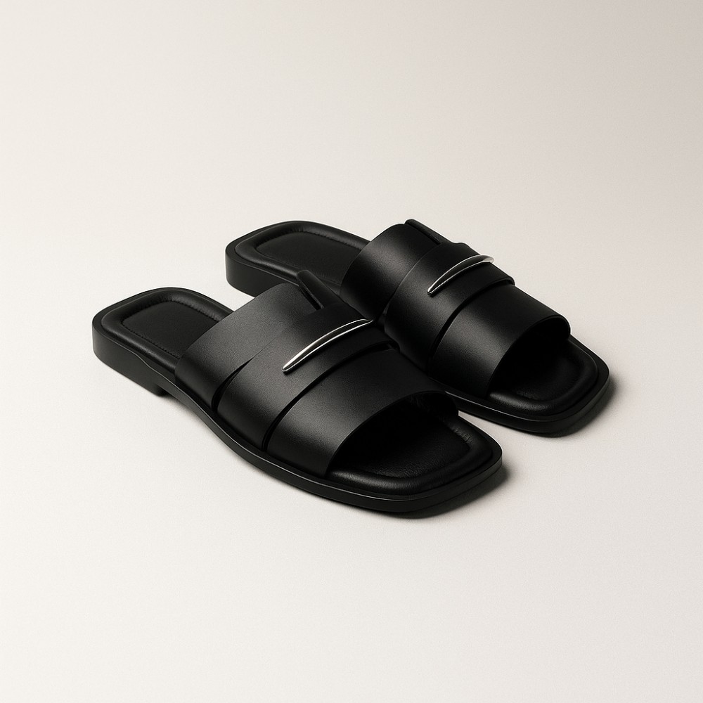 Жіночі чорні комфортні ляпанці La Rifellini (Туреччина) модель 5923