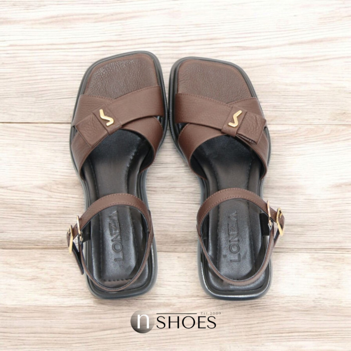 Women's Brown Leather Platform Sandals Lonza New York 5927