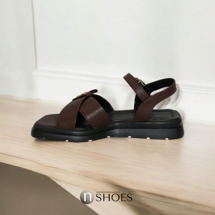 Women's Brown Leather Platform Sandals Lonza New York 5927