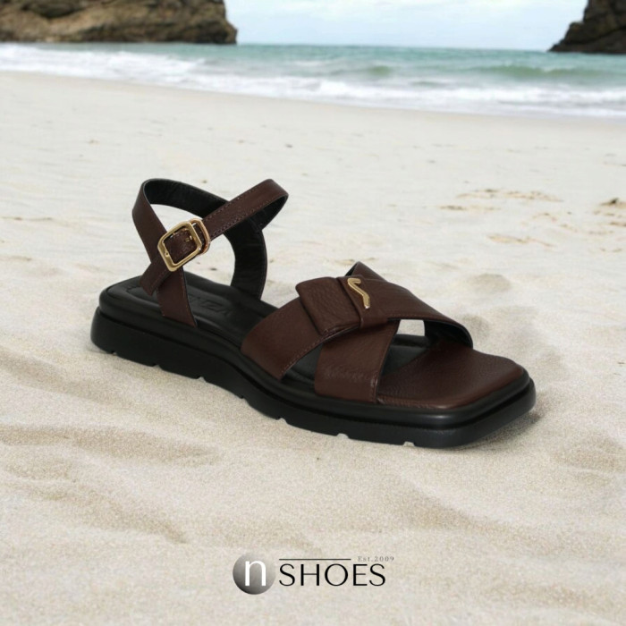 Women's Brown Leather Platform Sandals Lonza New York 5927