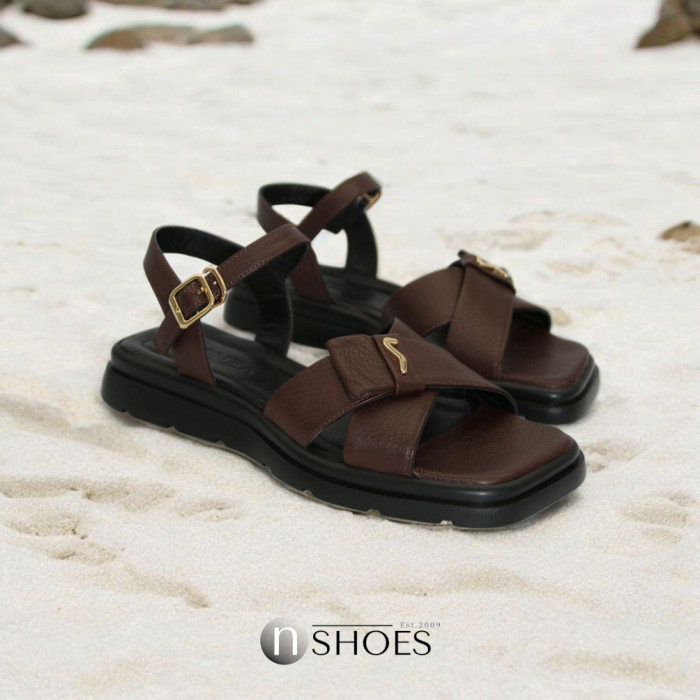 Women's Brown Leather Platform Sandals Lonza New York 5927