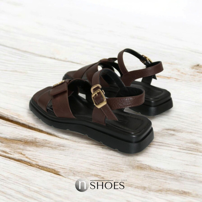 Women's Brown Leather Platform Sandals Lonza New York 5927