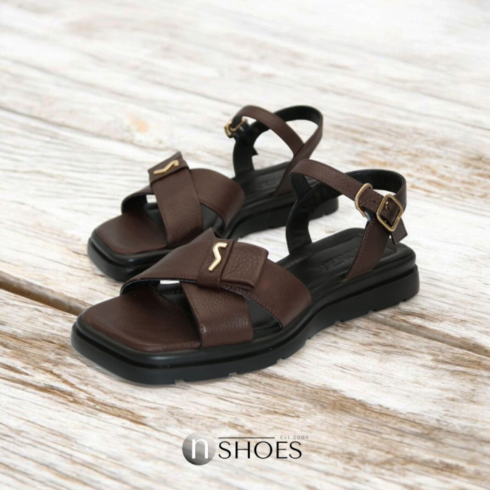 Women's Brown Leather Platform Sandals Lonza New York 5927