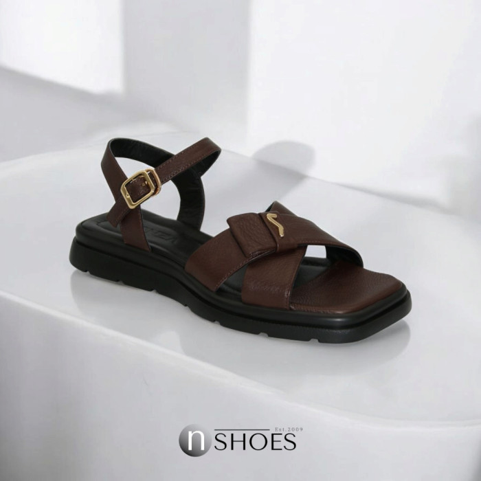 Women's Brown Leather Platform Sandals Lonza New York 5927