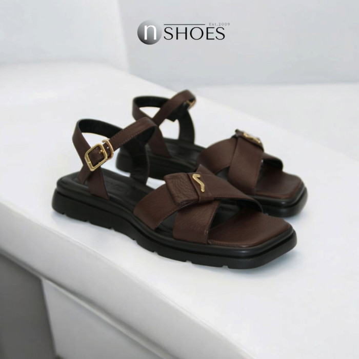 Women's Brown Leather Platform Sandals Lonza New York 5927