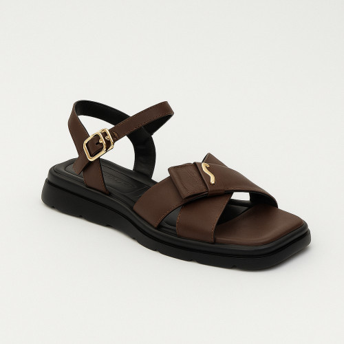 Женские коричневые кожаные босоножки на платформе Lonza New York 199894 3681-830 5927 brown турецкого производства