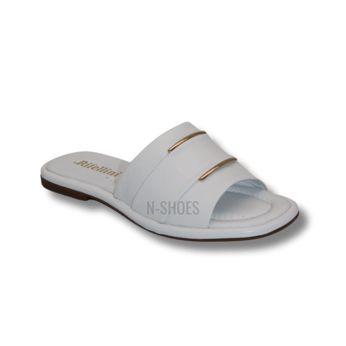 Women's white leather flip flops La Rifellini (Türkiye) model 5929