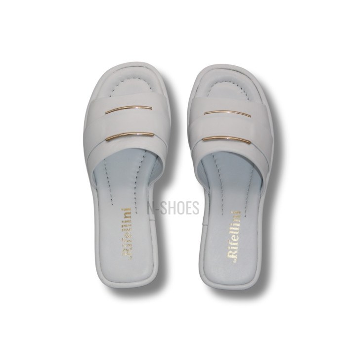 Women's white leather flip flops La Rifellini (Türkiye) model 5929