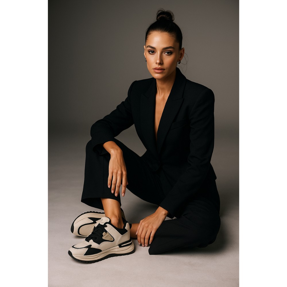 Women's Black and White Allsy Lonza Sneakers Model 5935