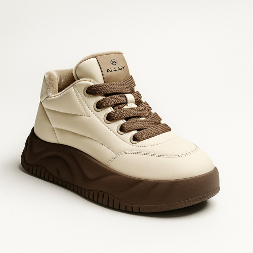 Women's milk sneakers Allsy Lonza 204471 203315 C0108-2D Milk 5943 with insulation, fashionable for autumn and winter
