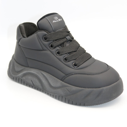 Women's black sneakers Allsy Lonza 204470 203324 192196 0108-2D Black 5944 with insulation for autumn and winter Women's black sneakers Allsy Lonza 204470 203324 192196 0108-2D Black 5944 with insulation for autumn and winter