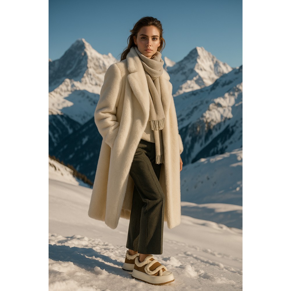 Жіночі утеплені біло-чорні кросівки Allsy Lonza Leora Beige 204485 203312 модель 5946