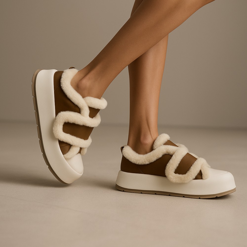 Жіночі утеплені біло-чорні кросівки Allsy Lonza Leora Beige 204485 203312 модель 5946