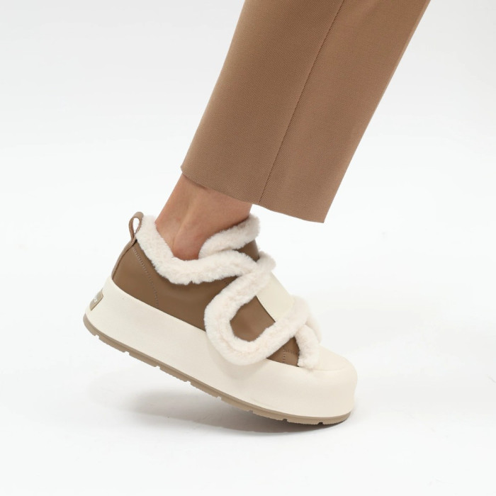 Женские утепленные бело-бежевые кроссовки Allsy Lonza Leora Beige 204485 203312 модель 5945
