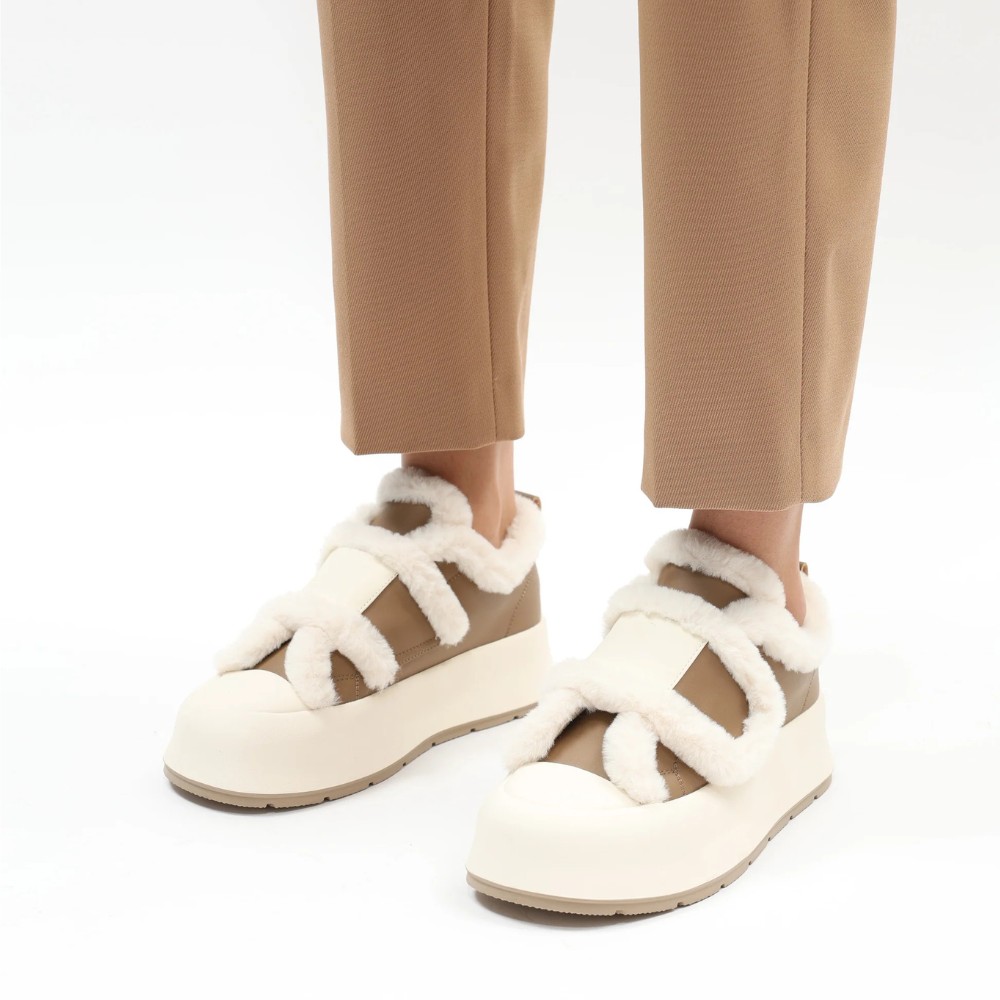 Жіночі утеплені біло-чорні кросівки Allsy Lonza Leora Beige 204485 203312 модель 5946