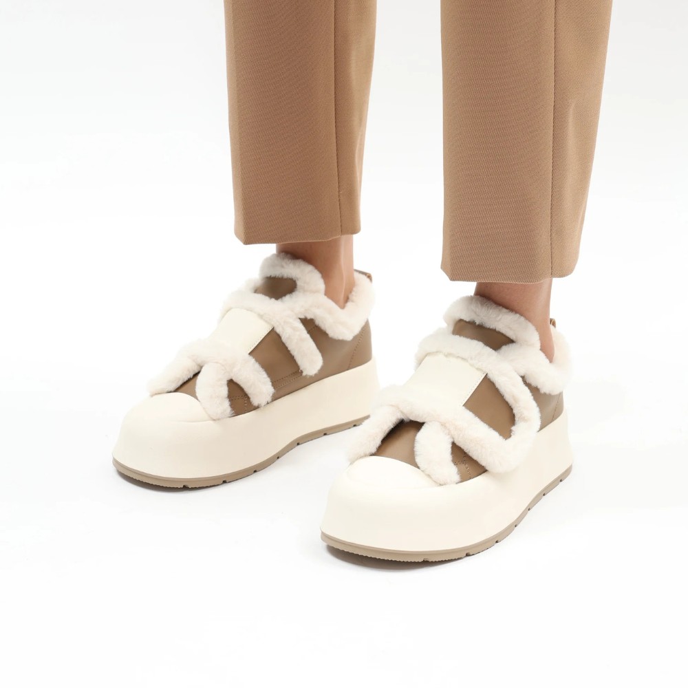 Жіночі утеплені біло-чорні кросівки Allsy Lonza Leora Beige 204485 203312 модель 5946