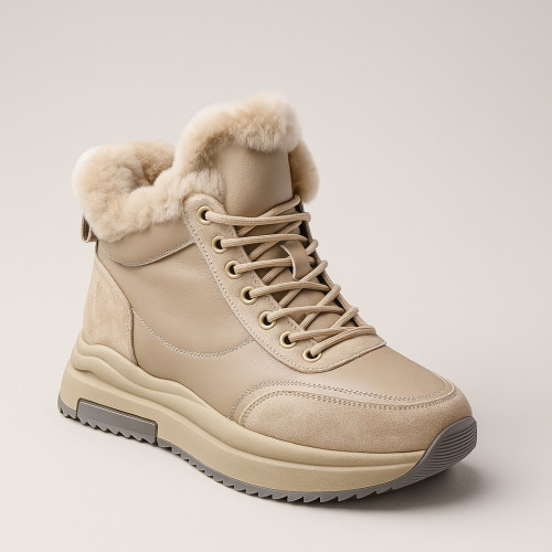 Women's winter beige boots Allsy Lonza 204154 25Z2Z089-10-2 Milk 5951 with wool insulation