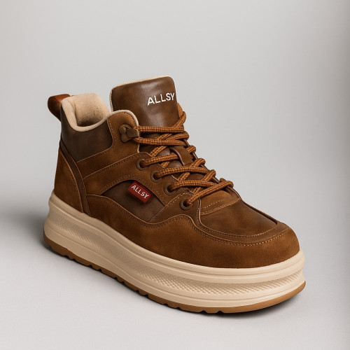 Women's Light Brown High Top Platform Sneakers Allsy Lonza 203133 551-2080-18R Camel 5958