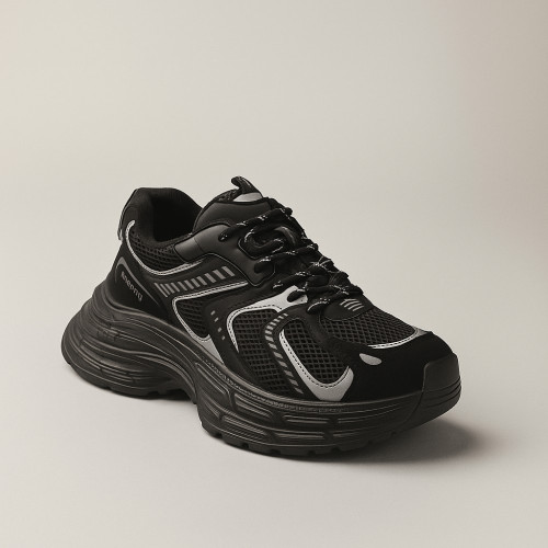 Женские модные демисезонные кроссовки Allsy Lonza 205185 204206 8809 Black 5963 в стиле Balenciaga с байковой подкладкой