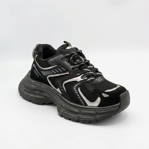 Женские модные демисезонные кроссовки Allsy Lonza 205185 204206 8809 Black 5963 в стиле Balenciaga с байковой подкладкой
