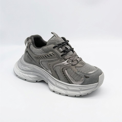 Женские модные серо-серебристые кроссовки Allsy Lonza 205187 202512 8809 Grey 5964 в стиле Balenciaga, демисезонные с байковой подкладкой