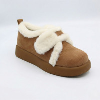 Женские зимние бежевые угги Allsy Lonza 203984 204779 203-8591-2-25ZM Camel 5967 из натуральной замши с липучкой