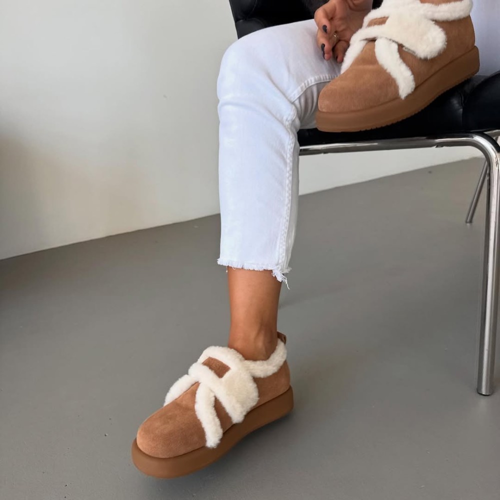 Женские зимние угги Allsy Lonza Camel на липучке (203984 204779 203-8591-2-25ZM 5967)