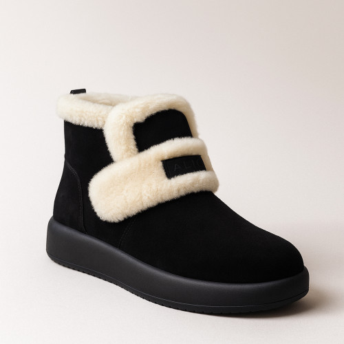 Женские зимние черные ботинки Allsy Lonza 205151 203978 561-8591-3-1ZM BLACK 5968 из натуральной замши с липучкой