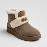 Жіночі зимові бежеві черевики Allsy Lonza 203973 204781 561-8591-3-8ZM XHAKI 5969 на липучці, натуральна замша, колір хакі