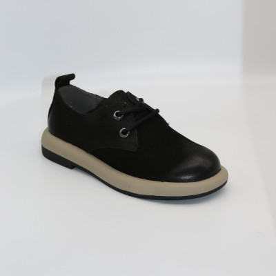 Женские туфли Allsy Lonza 206126 Z53-2508-1 Black 5981, черные, из натурального нубука, комфортные