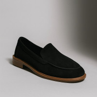 Women's black loafers Romax Comfort 1033-4V 5984 made of genuine suede with anatomical insole