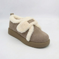 Женские зимние серые угги Allsy Lonza 204780 203997 561-8591-2-8ZM KHAKI 5985 из натуральной замши с липучкой