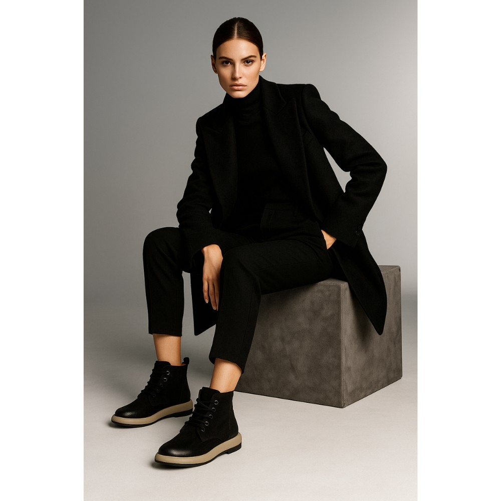 Женские демисезонные ботинки Allsy Lonza 204022 из натурального нубука модель 5988