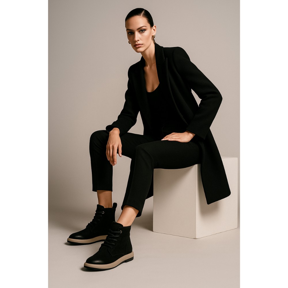 Женские демисезонные ботинки Allsy Lonza 204022 из натурального нубука модель 5988