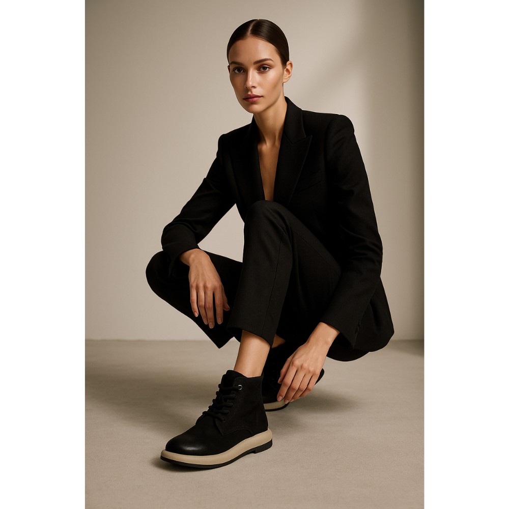 Женские демисезонные ботинки Allsy Lonza 204022 из натурального нубука модель 5988