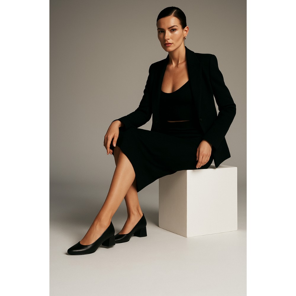 Women’s Black Leather Pumps Sala 20356-08 5990