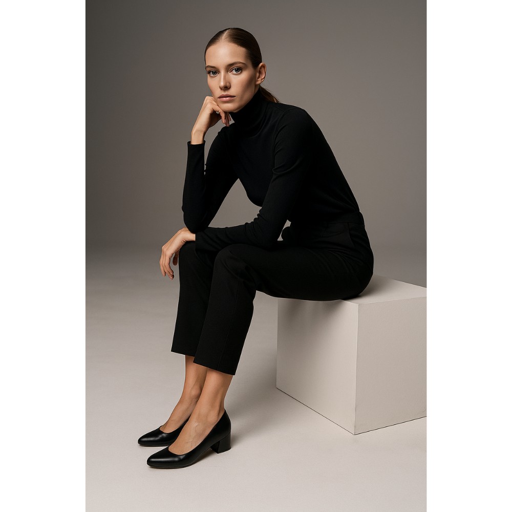 Women’s Black Leather Pumps Sala 20356-08 5990